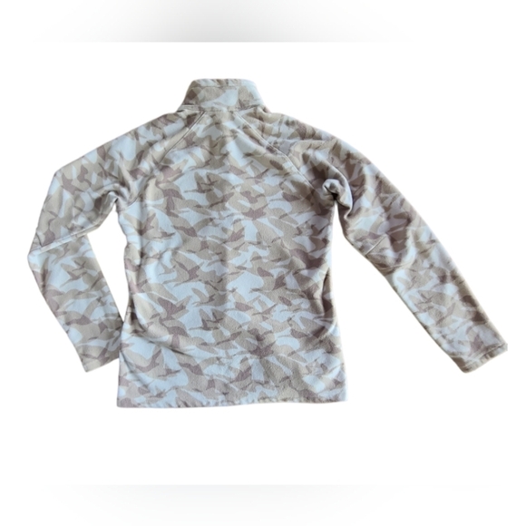 Eddie Bauer Printer 1/4 Zip Quest Fleece in Neutral Canada Goose Print - Size S - Picture 4 of 8